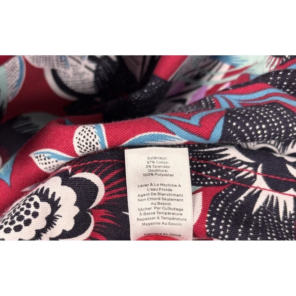Talbots Woman 16W Floral Mini Skirt Red Black Blue Abstract Print A-Line Retro